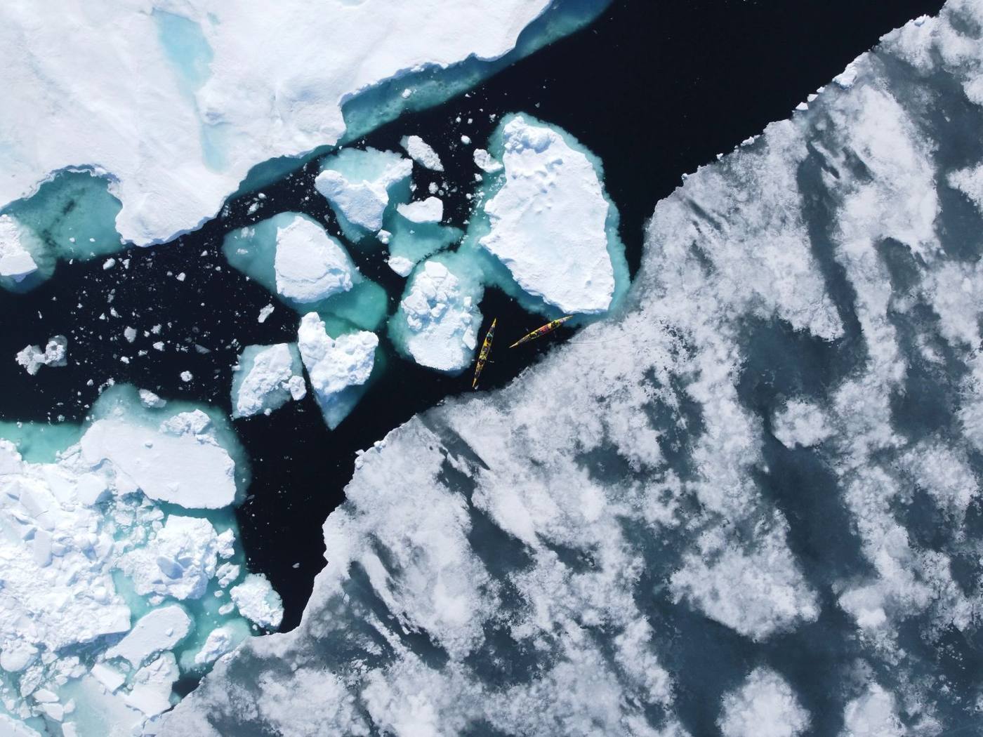 Stuck in ice in the Northwest Passage. 