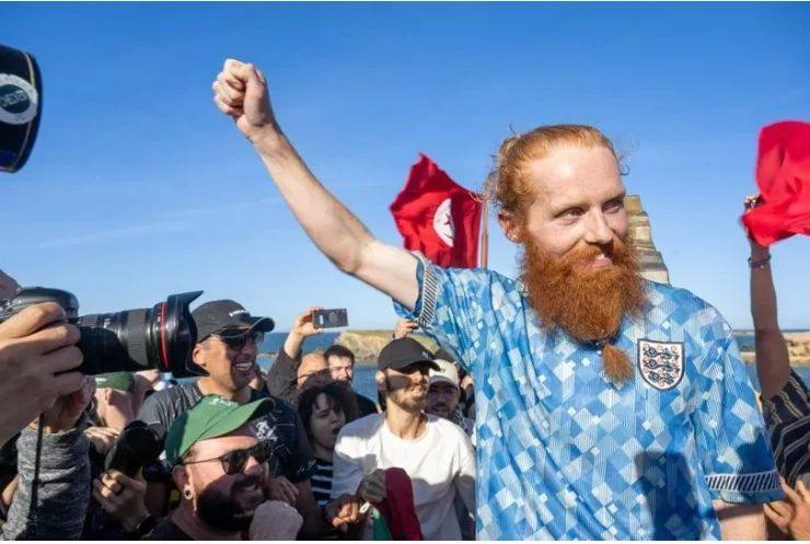 Russell Cook arrives in Tunisia, the first to run the length of Africa but according to who's defintion? Photo: @Hardestgeezer