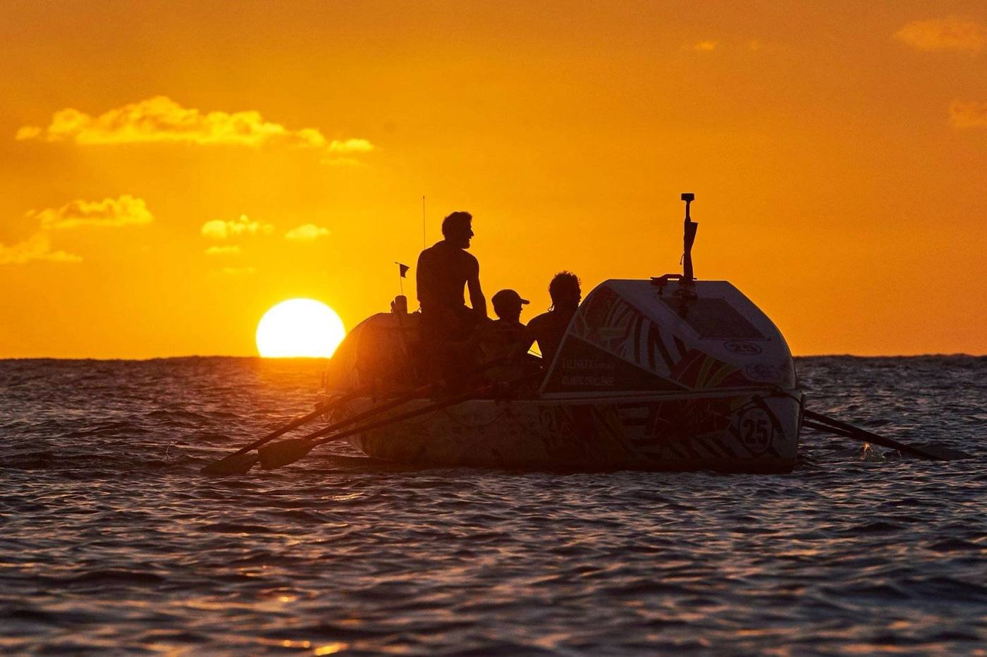 Ocean rowing, training, sunset